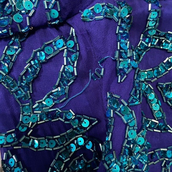 1970s Vintage Niteline by Della Roufogali Beautiful Rhinestone Silk Top - Picture 5 of 6